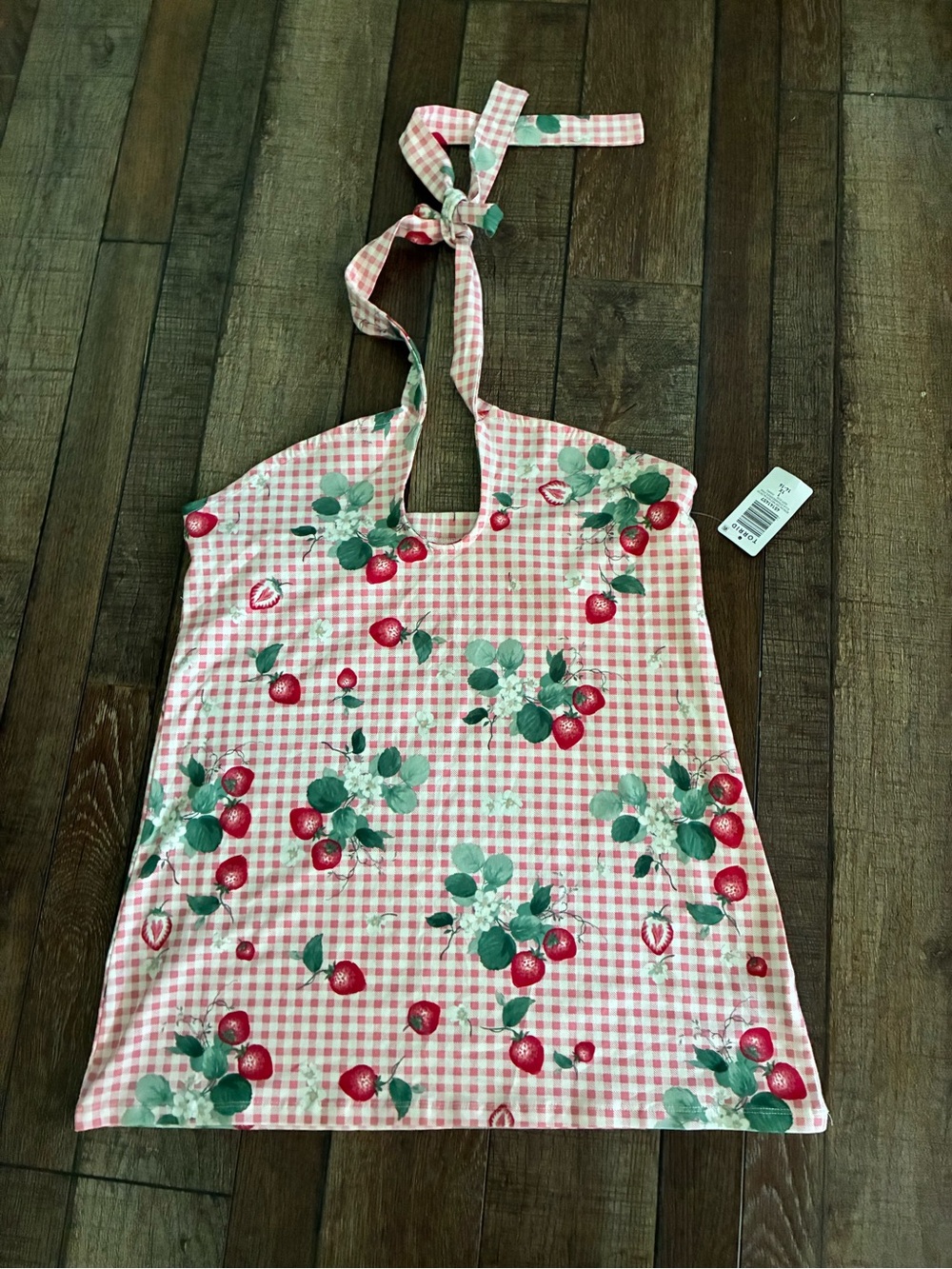 Torrid Retro Chic sz 1X Pink Gingham Strawberry Halter Top nwt